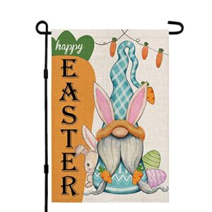 crowned beauty happy easter garden flag blue gnome 12×18 inch double sided carrots eggs outside vertical holiday yard decor