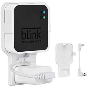 outlet wall mount for blink sync module 2, mounting bracket holder with short cable for all-new blink outdoor indoor home security camera sync module, no messy wires or screws