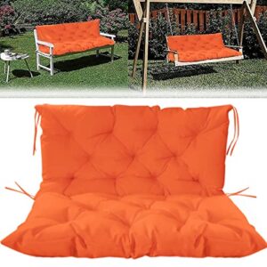 waterproof bench cushion with backrest,soft garden bench cushions with backrest and ties non-slip bench pads, porch patio swing overstuffed waterproof bench chair cushions ( orange 40×59 inch)