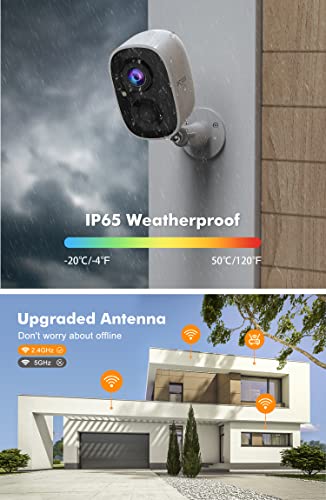 Dzees Outdoor Camera Wireless, Battery Powered WiFi Surveillance Camera for Home Security System with Siren Alarm & Spotlight, Motion Detection, Color Night Vision, IP65 Waterproof Cloud/SD-2-Pack