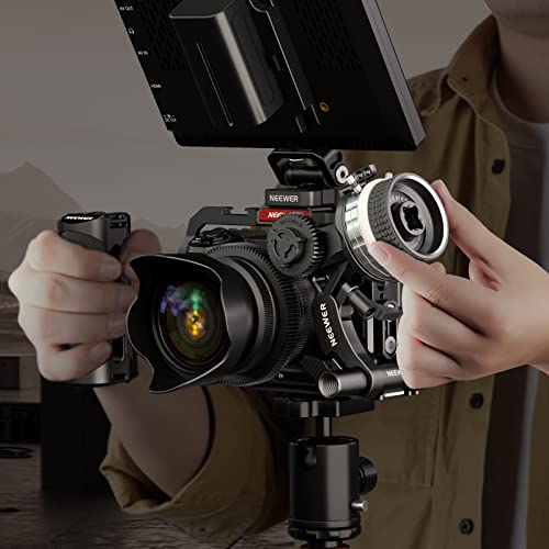 NEEWER Mini Follow Focus with A/B Stops, Lens Gear Ring, 15mm Rod & Rod Clamp for Cinema Camera, DSLR/Mirrorless Camera, Compatible with Lens Diameter Up to 114mm, PG001