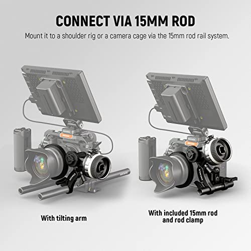 NEEWER Mini Follow Focus with A/B Stops, Lens Gear Ring, 15mm Rod & Rod Clamp for Cinema Camera, DSLR/Mirrorless Camera, Compatible with Lens Diameter Up to 114mm, PG001