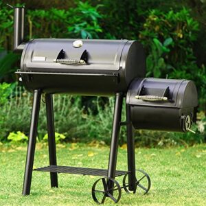 captiva designs charcoal grill with offset smoker, all metal steel made outdoor smoker, 512 sq.in cooking area, best charcoal grill & smoker combo for outdoor garden patio and backyard cooking