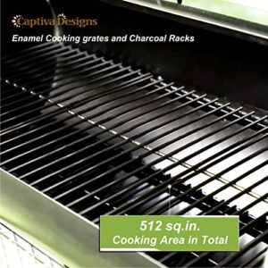 Captiva Designs Charcoal Grill with Offset Smoker, All Metal Steel Made Outdoor Smoker, 512 sq.in Cooking Area, Best Charcoal Grill & Smoker Combo for Outdoor Garden Patio and Backyard Cooking