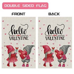 BOTB LIHM Happy Valentines Day Garden Flag Love Gnomes Decor Cute Retro Garden Yard Decorations 12×18 Inch Outdoor Yard Flag Vertical Double Sided