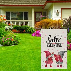 BOTB LIHM Happy Valentines Day Garden Flag Love Gnomes Decor Cute Retro Garden Yard Decorations 12×18 Inch Outdoor Yard Flag Vertical Double Sided