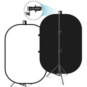 neewer 5x7ft/1.5x2m chromakey black backdrop white backdrop 2 in 1 double sided pop up collapsible backdrop with support stand, foldable panel for photo and video shooting, live streaming, gaming