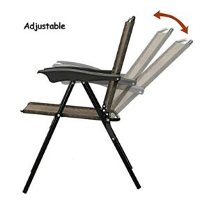 Goplus Sets of 4 Folding Sling Chairs Portable Chairs for Patio Garden Pool Outdoor & Indoor w/Armrests and Adjustable Back