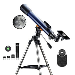 ESSLNB Telescope for Adults 700X70mm with K4/10/20 Eyepieces 525X Telescopes for Kids and Beginners Erect-Image Refractor Telescope with Stainless Steel Tripod Phone Mount and Red Dot Finderscope