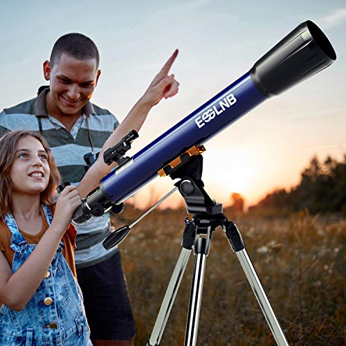 ESSLNB Telescope for Adults 700X70mm with K4/10/20 Eyepieces 525X Telescopes for Kids and Beginners Erect-Image Refractor Telescope with Stainless Steel Tripod Phone Mount and Red Dot Finderscope