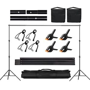 backdrop stand for parties, cpliris 6.5x10ft adjustable photo backdrop stand background support with 4 spring clips, 2 sandbag, 4 backdrop holder clip for parties, baby shower, birthday