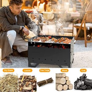 Onlyfire Chef Portable BBQ Grill, Foldable Charcoal Grill Barbecue Smoker with 7 PCS Stainless Steel Kebab Skewers & BBQ Griddle for Outdoor Cooking, Camping and Picnic