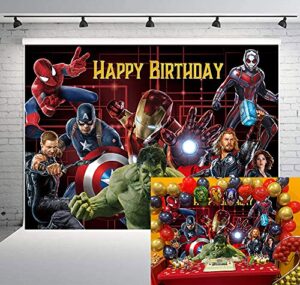 gch a-vengers background marvel birthday party supplies backdrop superhero theme background photography for kids birthday banner boys birthday party decorations banner photo booth props (5x3ft)