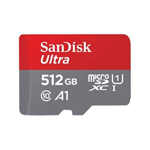 sandisk 512gb ultra microsdxc uhs-i memory card with adapter – 120mb/s, c10, u1, full hd, a1, micro sd card – sdsqua4-512g-gn6ma