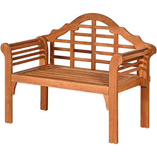 Tangkula Outdoor Eucalyptus Wood Folding Bench, 4 Ft Foldable Solid Wood Garden Bench, Two Person Loveseat Chair for Garden, Patio, Porch, Poolside, Balcony, Teak (Natural)