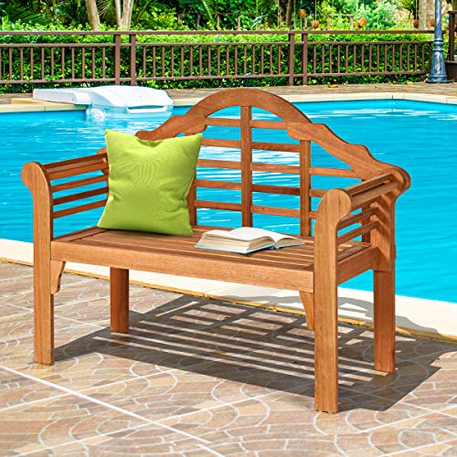 Tangkula Outdoor Eucalyptus Wood Folding Bench, 4 Ft Foldable Solid Wood Garden Bench, Two Person Loveseat Chair for Garden, Patio, Porch, Poolside, Balcony, Teak (Natural)