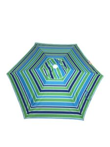 sunspecs 6.5 feet outdoor patio beach garden umbrella with fat pole tilt matching carry bag (greenblue stripes)