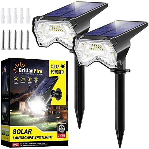 BRILLANFIRE Solar Flood Lights Outdoor, IP65 Waterproof 28 LEDs Solar Powered Spot Lights Outdoor, [2 Pack/2 Modes] 2-in-1 Solar Lights Outdoor Waterproof for Yard Garden Patio Driveway Pool Walkway