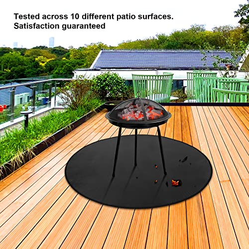 Fire Pit Mat 48 Inch Round, Grill Mats for Outdoor Grill Deck Protector High Temperature Resistance Protects Deck Garden Grass Fireproof Mat BBQ Mat Grill Floor Mat Patio Mat