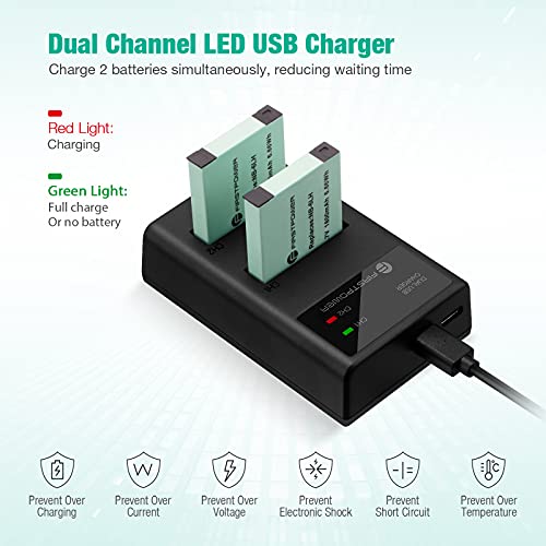 FirstPower 2 Pack NB-6LH NB-6L Batteries and Dual USB Charger Compatible with Canon Powershot S120, SX510 HS, SX280 HS, SX500 is, SX700, D20, S90, D30, ELPH 500, SX270, SX240, SX520