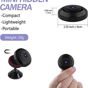 Mini Spy Camera WiFi Wireless Hidden Cameras for Home Security Surveillance with Video 1080P Small Portable Nanny Cam with Phone App, Motion Detection, Night Vision for Indoor Outdoor Small Camera