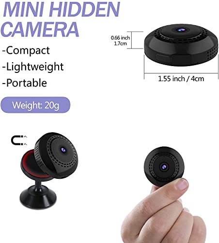 Mini Spy Camera WiFi Wireless Hidden Cameras for Home Security Surveillance with Video 1080P Small Portable Nanny Cam with Phone App, Motion Detection, Night Vision for Indoor Outdoor Small Camera