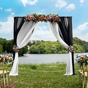 Wedding Arch Draping Fabric 19FT 1 Panel Black Wedding Arch Drapery Sheer Curtains for Backdrop Wedding Arch Decorations for Ceremony Stage Reception Banquet Party（1 Panel）, Black