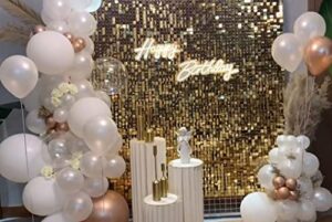 kate square light gold sequin wall panels shimmer wall birthday party backdrop decorations (pack of 12)