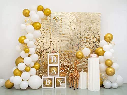 Kate Square Light Gold Sequin Wall Panels Shimmer Wall Birthday Party Backdrop Decorations (Pack of 12)