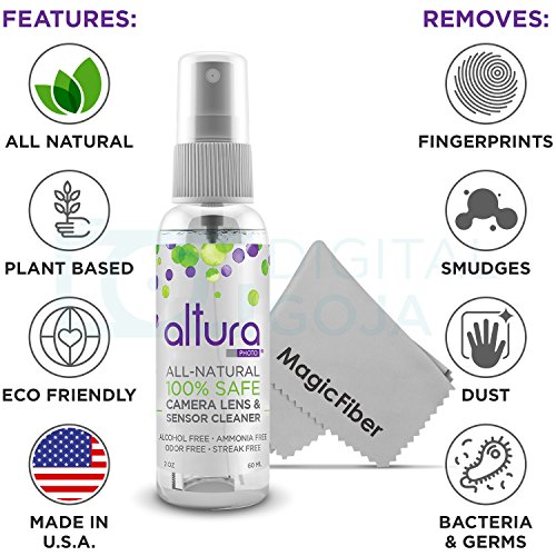 Altura Photo Professional Camera Cleaning Kit for DSLR & Mirrorless Cameras and Sensitive Electronics Bundle - Camera Accessories Kit with Altura Photo 2oz All Natural Cleaning Solution