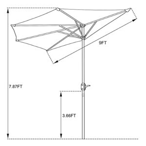 Pure Garden 327425IKV Patio Umbrella, Forest Green