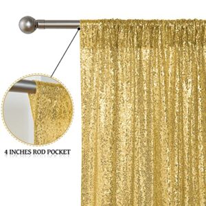 Sugargirl Gold Sequin Backdrop Curtain 2 Panels 2FTx8FT Glitter Gold Background Drapes Sparkle Photography Backdrop for Party Wedding Birthday Wall Decoration