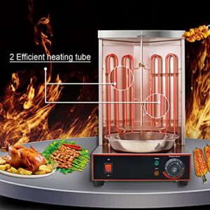 NJTFHU Electric Shawarma Machine Home Vertical Rotisserie 110V Gyro Broiler with 2 Heating Tubes Meat Catcher for Home,Outdoor,Garden Rotisserie