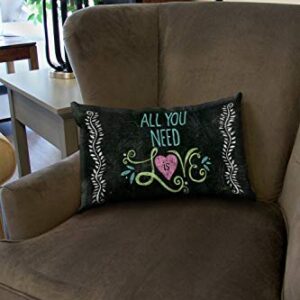 Toland Home Garden All You Need is Love Chalkboard 12 x 19 Inch Indoor, Pillow Case Only (2-Pack) 2 Count