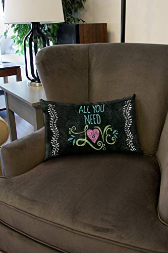 Toland Home Garden All You Need is Love Chalkboard 12 x 19 Inch Indoor, Pillow Case Only (2-Pack) 2 Count