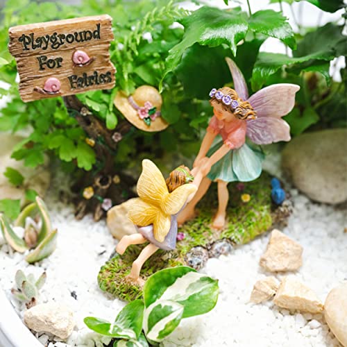 PRETMANNS Fairy Garden Accessories Outdoor - Fairies for Fairy Garden - Miniature Fairy Garden Fairies for Garden - Boy & Girl Garden Fairies Supplies - Fairy Garden Figurines Playground Kit 4 Pieces