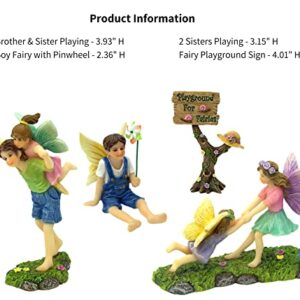 PRETMANNS Fairy Garden Accessories Outdoor - Fairies for Fairy Garden - Miniature Fairy Garden Fairies for Garden - Boy & Girl Garden Fairies Supplies - Fairy Garden Figurines Playground Kit 4 Pieces