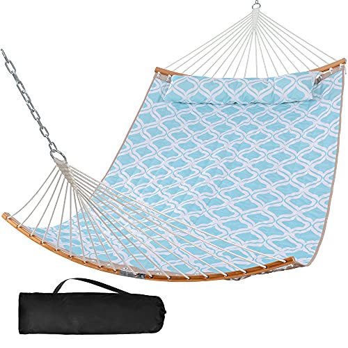 SUNCREAT Outdoor Tree Hammock for 2 Person, 450 lbs Capacity, Two Person Patio Hammock for Outdoor, Patio, Backyard, Garden, Green Drops