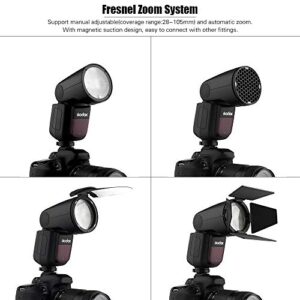 Godox V1C Camera Flash Speedlite Speedlight Round Head Compatible with Canon EOS Series 1500D 3000D 5D Mark LLL 5D Mark ll for Wedding Portrait Studio Photography + Godox AK-R1 Pocket Flash Light Acce