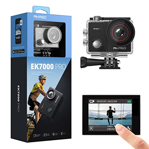 AKASO EK7000 Pro 4K Action Camera with Touch Screen EIS Adjustable View Angle Web Underwater Camera 40m Waterproof Camera Remote Control Sports Camera with Helmet Accessories Kit