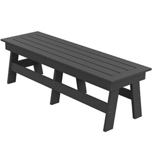 kevinplus 59” outdoor bench white garden park patio outdoor, weather resistant and waterproof wooden bench for patio deck backyard garden balcony porch lawn, w60 x d18 x h17.7, dark grey