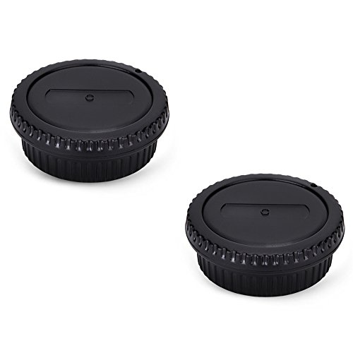 2 Pack JJC Body Cap Cover and Rear Lens Cap Kit for Canon EOS Rebel T6 T7 T5 T4i T5i T6i T6s T7i T8i SL1 SL2 SL3 60D 70D 77D 80D 90D 5D Mark II III IV 6D 7D & More Canon DSLR Camera with EF EF-S Lens