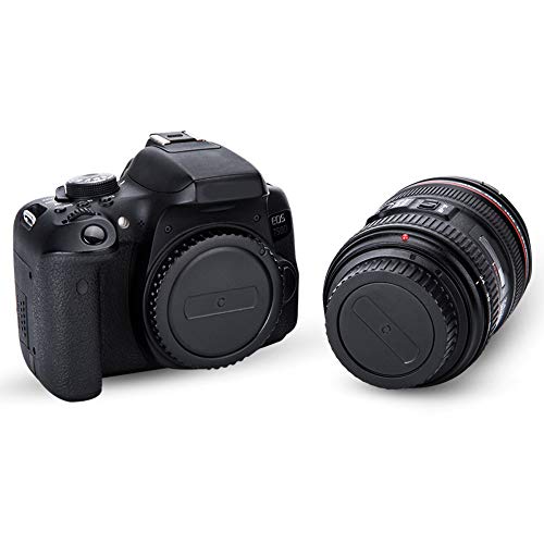 2 Pack JJC Body Cap Cover and Rear Lens Cap Kit for Canon EOS Rebel T6 T7 T5 T4i T5i T6i T6s T7i T8i SL1 SL2 SL3 60D 70D 77D 80D 90D 5D Mark II III IV 6D 7D & More Canon DSLR Camera with EF EF-S Lens