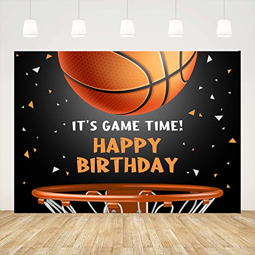 Ticuenicoa 5x3ft Basketball Themed Backdrop Happy Birthday Party Decorations for Teens Kids Game Time Background for Photography Newborn Baby Birthday Party Cake Table Banner