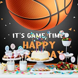 Ticuenicoa 5x3ft Basketball Themed Backdrop Happy Birthday Party Decorations for Teens Kids Game Time Background for Photography Newborn Baby Birthday Party Cake Table Banner