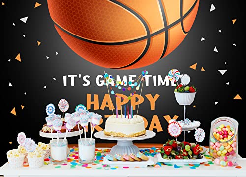 Ticuenicoa 5x3ft Basketball Themed Backdrop Happy Birthday Party Decorations for Teens Kids Game Time Background for Photography Newborn Baby Birthday Party Cake Table Banner