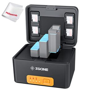 zgcine ps-g10 gopro charging case for gopro hero 10 hero 9/8/7/6/5 battery, built-in 10400 mah rechargeable battery, fast charging with usb-c input&output usb-a output, small and portable