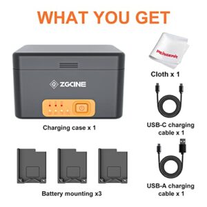 ZGCINE PS-G10 GoPro Charging case for Gopro Hero 10 Hero 9/8/7/6/5 Battery, Built-in 10400 mAh Rechargeable Battery, Fast Charging with USB-C Input&Output USB-A Output, Small and Portable