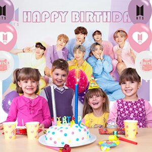 BTS Bangtan Boys Birthday Party Decoration, BTS Party Photo Background 5 x 3 FT and 18 Pcs BTS Balloon, BTS Merch Party Backdrop Supplies