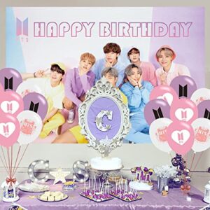 BTS Bangtan Boys Birthday Party Decoration, BTS Party Photo Background 5 x 3 FT and 18 Pcs BTS Balloon, BTS Merch Party Backdrop Supplies